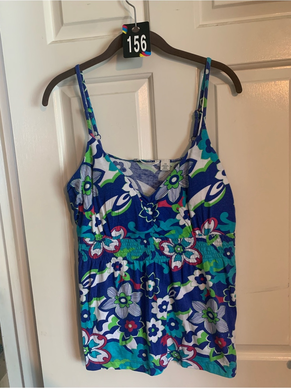 Derek Heart Blue Floral Tank Top